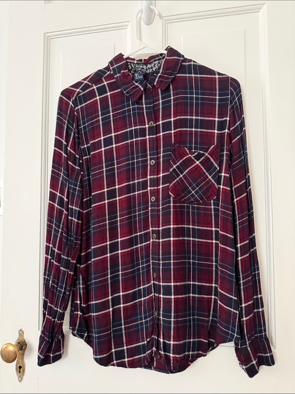 Forever 21 Women's Burgundy Plaid Button-Down Shirt